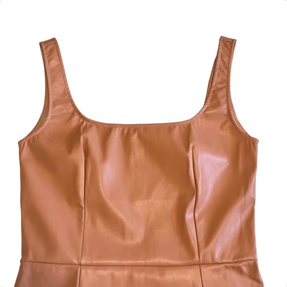 NWT n:PHILANTHROPY Nuevo Vegan Leather Sleeveless Mini Dress in Camel Sz M - Picture 4 of 11